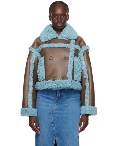 Stand Studio Brown & Blue Kristy Faux-shearling Jacket