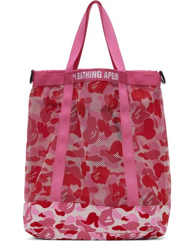 A Bathing Ape Abc Camo Tote - Red