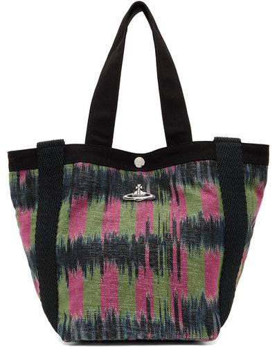 Vivienne Westwood Pink & Green Ethical Fashion Africa Worker Small Runner Tote - Black