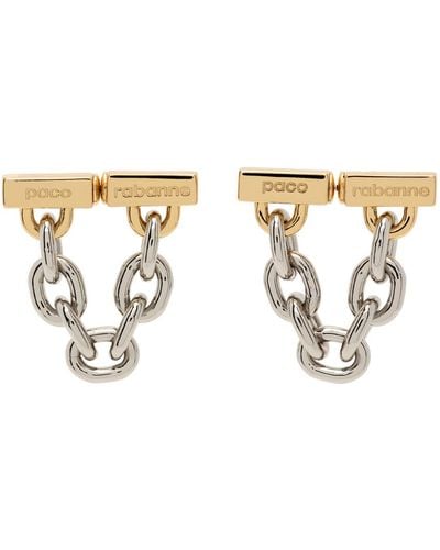Rabanne Silver & Gold Chain Link Earrings - Black