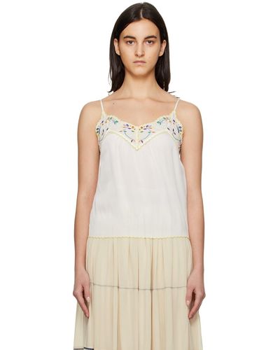 See By Chloé White Embroidered Tank Top - Multicolor