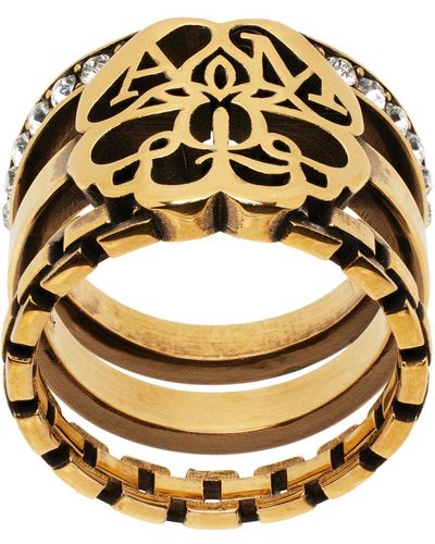 Alexander McQueen Embellished Seal Ring - Metallic