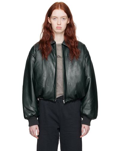 Acne Studios Green Coated Faux-leather Jacket - Black