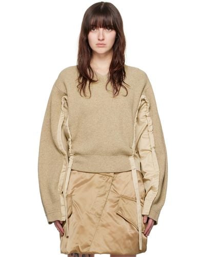 JW Anderson Taupe Panelled Jumper - Natural
