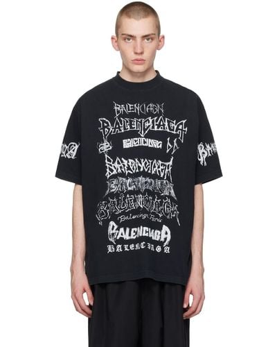 Balenciaga T-shirt noir à logos diy metal