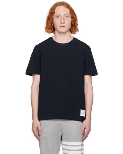 Thom Browne Navy Stripe Trim T-shirt - Black
