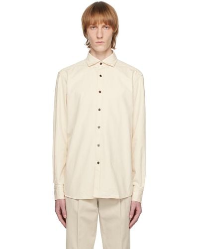 Zegna Off-white Button-down Shirt - Natural