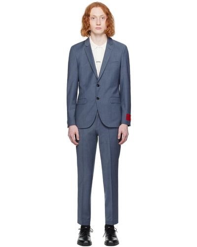 HUGO Blue Slim-fit Suit - Black