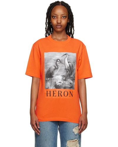 Heron Preston Orange 'heron' T-shirt