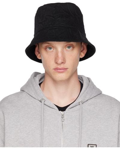 WOOYOUNGMI Black Crinkled Denim Bucket Hat