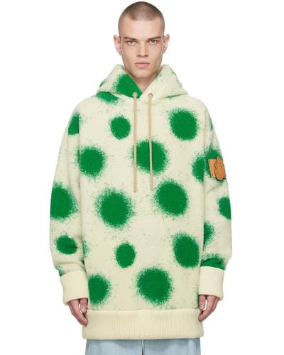 Moncler Genius 1 Moncler Jw Anderson White Polka Dot Hoodie - Men's - Virgin Wool/polyamide/polyester - Green