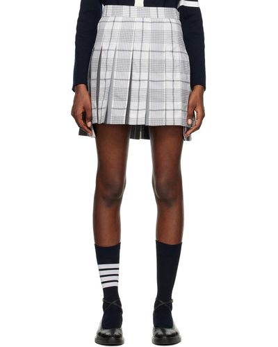 Thom Browne Grey Pleated Miniskirt - Black