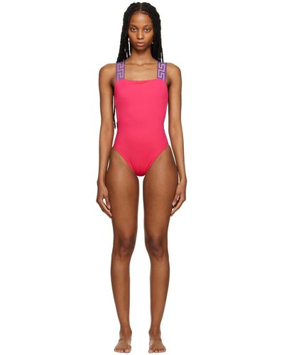 Versace Greca-pattern Scoop-back Swimsuit - Pink