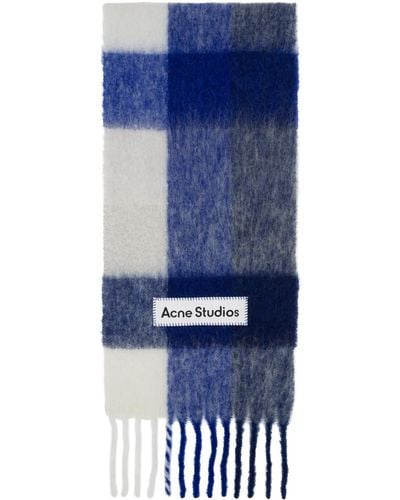 Acne Studios Vally Checked Alpaca-blend Scarf - Blue