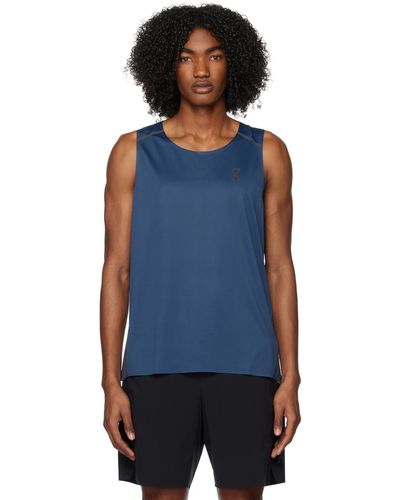 On Shoes Navy Panelled Tank Top - Blue