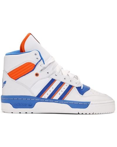 adidas Originals White And Blue Rivalry High-top Sneakers