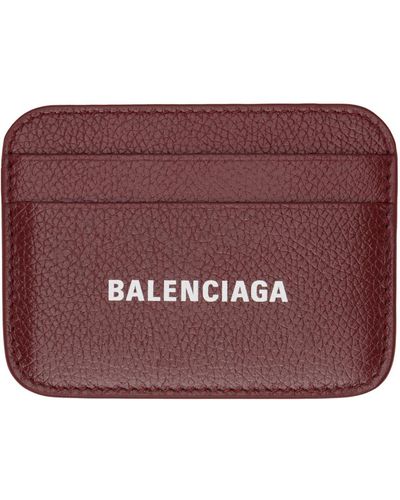 Balenciaga バーガンディ ロゴプリント カードケース - パープル
