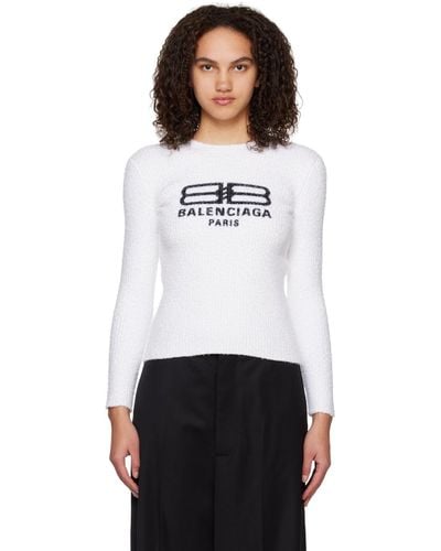 Balenciaga White Print Sweater