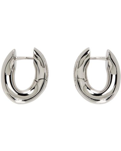 Balenciaga Boucles d'oreilles argentées à mini anneau - Noir