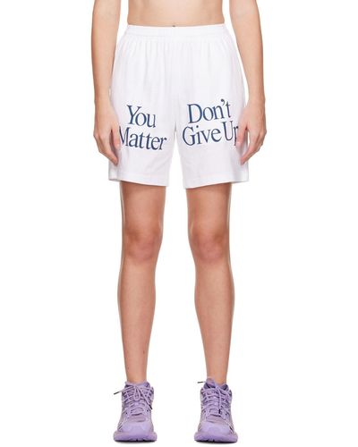 PRAYING Ssense Exclusive 'don't Give Up' Shorts - White