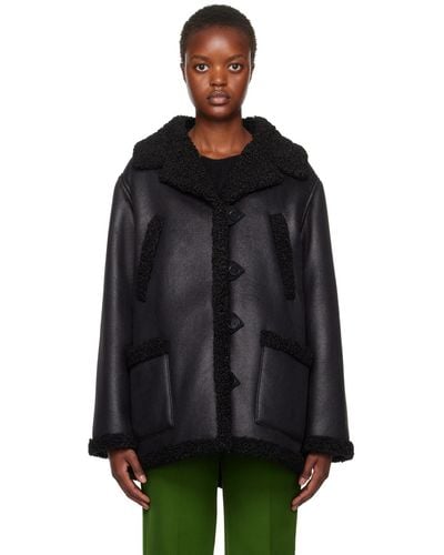 A.P.C. . Black Clara Faux-leather Coat