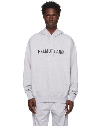 Helmut Lang Pull à capuche gris à logo - Multicolore