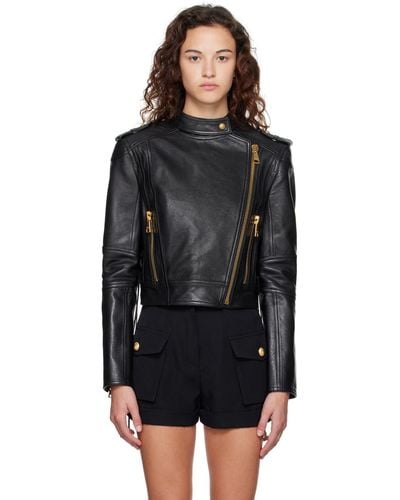 Balmain Lace-up Leather Jacket - Black