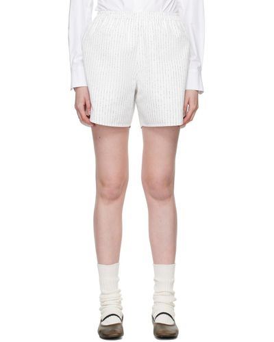 RECTO. Off- Nep Stripe Shorts - White