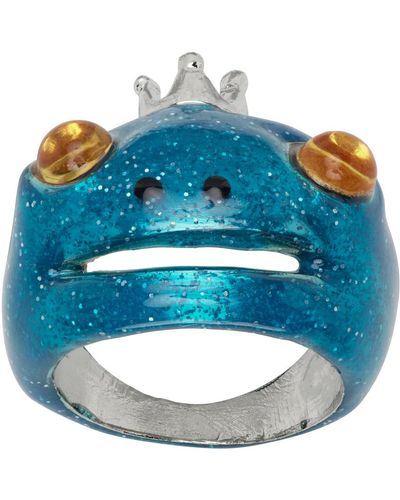 Collina Strada Glitter Frog Ring - Blue