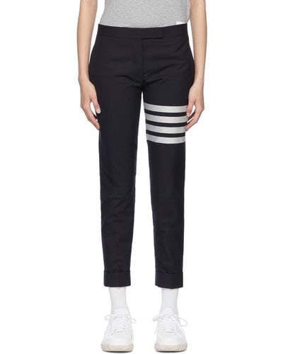 Thom Browne Navy 4-bar Pants - Black