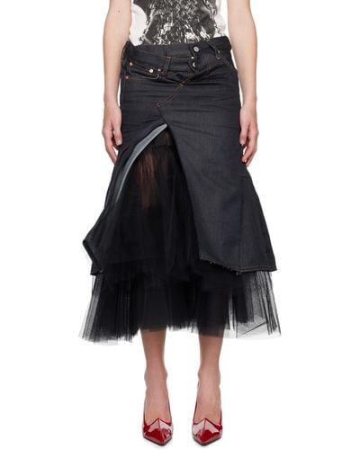 Junya Watanabe Wrapped Denim Maxi Skirt - Black