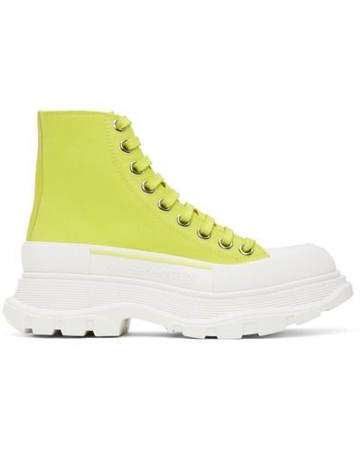 Alexander McQueen Green Tread Slick High Sneakers - Yellow