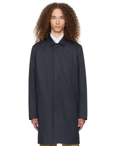 Sunspel Buttoned Coat - Blue