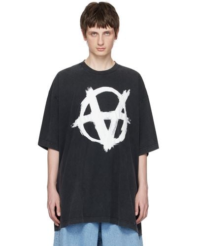 Vetements Reverse Anarchy Tシャツ - ブラック