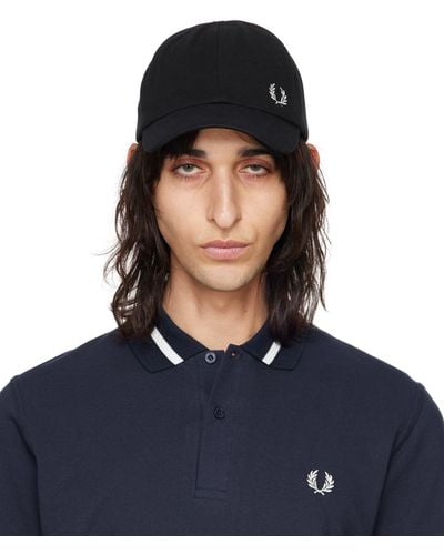 Fred Perry F perry casquette noire en piqué - Bleu