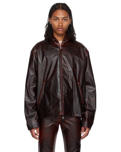 DIESEL Burgundy J-ram Faux-leather Jacket - Black