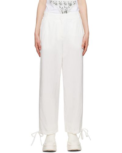 MSGM Pantalon blanc à cordons coulissants