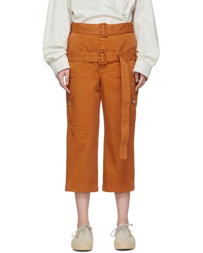 Lanvin Orange Double-belt Cropped Pants