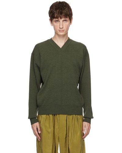 Lemaire Green V-neck Sweater