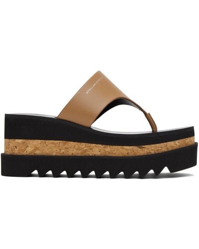 Stella McCartney Tan Sneak-elyse Platform Thong Sandals - Black