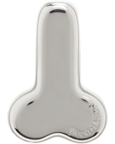 JW Anderson Silver Penis Stud Single Earring - Grey
