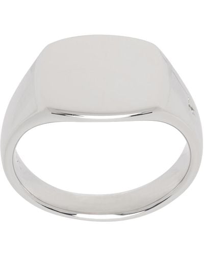 Tom Wood Mini Signet Cushion Ring - Metallic