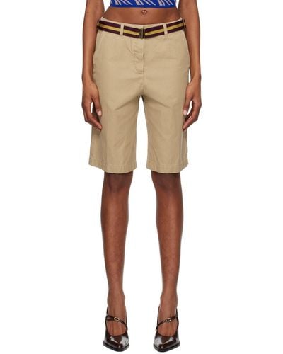 Dries Van Noten Belted Shorts - Natural