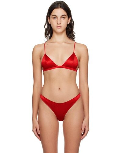 Fleur du Mal Luxe Triangle Bra - Red