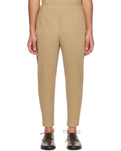 Homme Plissé Issey Miyake Homme Plissé Issey Miyake Beige Monthly Color February Pants - Natural
