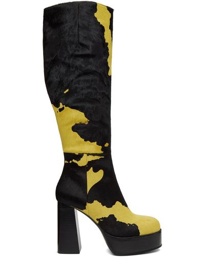 Sinead Gorey Cow Print Boots - Black