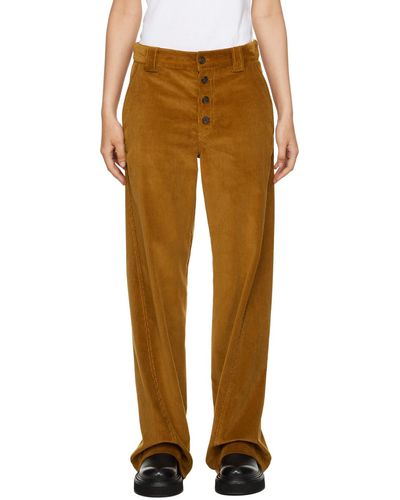 Commission Pantalon brun clair à coutures torsadées - Jaune