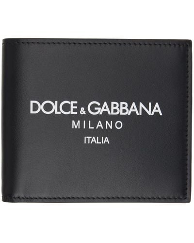 Dolce & Gabbana Portefeuille noir en cuir de veau à logo