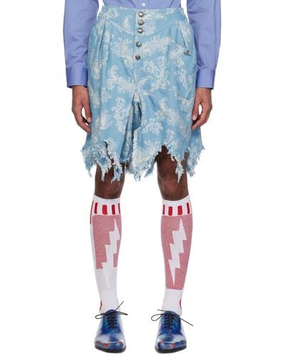 Vivienne Westwood ブルー&オフホワイト Romario ショートパンツ