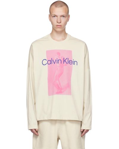Calvin Klein オフホワイト Ruins 長袖tシャツ - ピンク